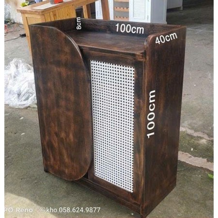 Dark Walnut Oil : Tủ Giày Gỗ Sồi Đan Mắt Cáo - 100cm
